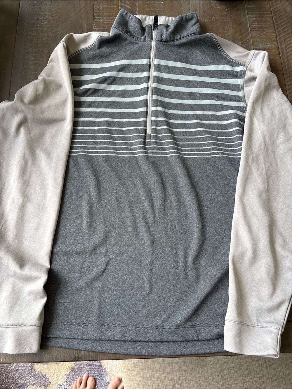 Ping Men's Gray and Light Gray Quarter-Zip Striped Pullover